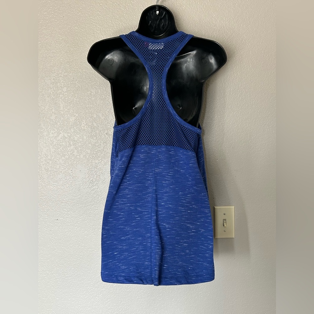 SO Women's Heathered Blue Racerback Tank Top Mesh Back Workout Exercise Running